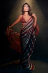 Shop_Vvani By Vani Vats_Multi Color Georgette Sequins, Gota Pre-draped Embroidered Saree With Blouse _Online_at_Aza_Fashions