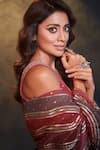 Vvani By Vani Vats_Multi Color Georgette Sequins, Gota Pre-draped Embroidered Saree With Blouse _Online