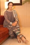Shop_Vvani By Vani Vats_Multi Color Georgette, Silk Sequins, Gota Patti, Embroidery Round Kurta Pant Set 