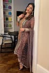 Shop_Vvani By Vani Vats_Multi Color Georgette, Silk, Net Gota Patti, Sequins Hand Embroidered Kurta Set 