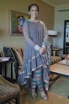 Buy_Vvani By Vani Vats_Multi Color Georgette, Silk Sequins, Gota Patti, Embroidery Round Kurta Pant Set _at_Aza_Fashions