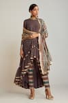Vvani By Vani Vats_Multi Color Georgette, Silk Sequins, Gota Patti, Embroidery Round Kurta Pant Set _Online