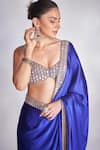 Buy_Vvani By Vani Vats_Blue Satin, Georgette Sheesh Gullista Border Embroidered Saree With Blouse 