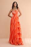 Buy_Pallavi Jaipur_Orange Chiffon Sequins, Embroidery Sweetheart Neck Vitamin Sea Corset Maxi Dress _Online_at_Aza_Fashions