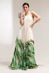 Buy_Pallavi Jaipur_Ivory Chiffon Mirrors, Sequins, Embroidery Halter Neck La Bling Dress _at_Aza_Fashions