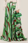 Shop_Pallavi Jaipur_Ivory Crepe, Silk Embroidery, Mirrors Top And Forest Green Lehar Print Skirt Set _Online_at_Aza_Fashions