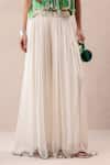 Buy_Pallavi Jaipur_Green Chiffon, Crepe Embroidery, Stones Halter Vegas Top With Ivory Palazzo _Online_at_Aza_Fashions