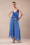 Buy_Pallavi Jaipur_Blue Chiffon, Crepe Embroidery, Stones Halter Vegas Top With Ocean Palazzo _Online_at_Aza_Fashions