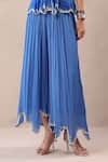 Buy_Pallavi Jaipur_Blue Chiffon, Crepe Embroidery, Stones Halter Vegas Top With Ocean Palazzo 