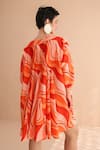 Shop_Pallavi Jaipur_Orange Chanderi Silk Embroidery V-neck Tangie Wave Lehar Print Mini Dress _at_Aza_Fashions