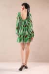 Shop_Pallavi Jaipur_Green Chiffon Sequins V-neck California Holiday Mini Dress _at_Aza_Fashions