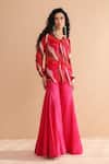 Pallavi Jaipur_Multi Color Chiffon, Tussar, Silk Sequins, Bloody Mary Tunic With Sharara _Online_at_Aza_Fashions