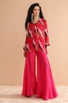 Buy_Pallavi Jaipur_Multi Color Chiffon, Tussar, Silk Sequins, Bloody Mary Tunic With Sharara _at_Aza_Fashions