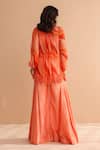 Shop_Pallavi Jaipur_Orange Chiffon, Tussar, Silk Embroidery Tequila Sunrise Tunic With Sharara _at_Aza_Fashions