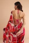 Shop_Pallavi Jaipur_Fuchsia Chiffon, Tussar Cosmopolitan Print Pre-draped Saree With Backless Blouse _at_Aza_Fashions