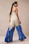Shop_Pallavi Jaipur_Ivory Crepe, Chiffon Mirrors, Sequins Scoop Neck La Bling Ruched Jumpsuit _at_Aza_Fashions