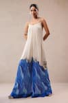 Buy_Pallavi Jaipur_Ivory Crepe, Chiffon Mirrors, Sequins Scoop Neck La Bling Ruched Jumpsuit _at_Aza_Fashions