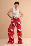 Buy_Pallavi Jaipur_Off White Chanderi, Silk Mirrors, Sheesha Waistcoat And Fushcia Printed Pant Set _at_Aza_Fashions