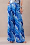 Buy_Pallavi Jaipur_Sky Blue Chanderi, Silk Mirrors, Embroidery Sheesha Waistcoat And Printed Pant Set 