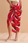 Buy_Pallavi Jaipur_Ivory Chanderi, Silk Fringe Square Neck Jennifer Leher Print Jacket And Skirt Set _Online_at_Aza_Fashions
