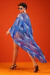 Shop_Pallavi Jaipur_Blue Chiffon, Satin Sequins, Embroidery California Coverup And Bikini Set _at_Aza_Fashions