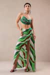 Buy_Pallavi Jaipur_Green Satin Embroidery Cowl , Halter Santa Monica Coverup And Bikini Set _at_Aza_Fashions