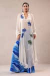 Buy_Pallavi Jaipur_Off White Chiffon, Georgette, Silk Indie Rose Pattern Kurta And Palazzo Set 