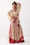 Shop_Pallavi Jaipur_Off White Chiffon, Georgette, Silk Embroidery, Indie Rose Kurta And Palazzo Set _at_Aza_Fashions