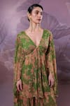 Buy_Pallavi Jaipur_Green Chiffon Sequins V-neck City Of Joy Avacado Tunic With Sharara 