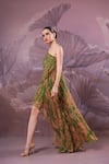 Buy_Pallavi Jaipur_Green Chiffon Sequins One Shoulder Marble Palace Dress 