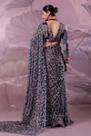 Shop_Pallavi Jaipur_Blue Chiffon Sequins, Embroidery V-neck Calcutta Jhilmil Saree With Blouse _at_Aza_Fashions