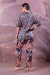 Shop_Pallavi Jaipur_Blue Silk Collared Prussian Chatterjee Pant Set _at_Aza_Fashions