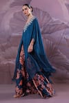 Buy_Pallavi Jaipur_Blue Silk Gota Patti, Sequins, Chakarborty Gotaphool Kaftan And Pant Set _Online_at_Aza_Fashions