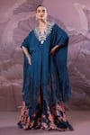 Buy_Pallavi Jaipur_Blue Silk Gota Patti, Sequins, Chakarborty Gotaphool Kaftan And Pant Set _at_Aza_Fashions