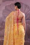 Shop_Pallavi Jaipur_Yellow Chiffon, Tussar Jhilmil Pre-draped Ruffle Saree With Ambi Rani Blouse _at_Aza_Fashions