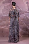 Shop_Pallavi Jaipur_Blue Chiffon Sequins Round Neck Prussian Mukherjee Co-ord Palazzo Set _at_Aza_Fashions