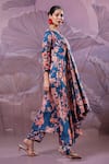 Buy_Pallavi Jaipur_Blue Silk Mirrors, Tassels V-neck Ballygunge Prussian Tunic With Pant _Online_at_Aza_Fashions