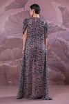 Shop_Pallavi Jaipur_Blue Silk, Chiffon Sequins V-neck, Telegraph Prussian Jumpsuit With Jacket _at_Aza_Fashions