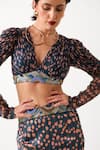 Buy_Pallavi Jaipur_Navy Chiffon, Silk Beads, Sequins V-neck Mermaid Skirt With Top _Online_at_Aza_Fashions
