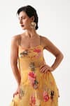 Shop_Pallavi Jaipur_Yellow Chiffon Sequins, Embroidery Scoop Kal Katta Bageecha Tunic And Sharara Set _Online_at_Aza_Fashions