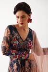 Pallavi Jaipur_Navy Chiffon, Silk Sequins, Embroidery, Tassels Phool Bazaar Tunic Sharara Set _at_Aza_Fashions
