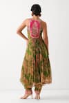 Shop_Pallavi Jaipur_Green Chiffon, Silk Embroidery, Zari, Tassels Saraswati Printed Kurta Salwar Set _at_Aza_Fashions