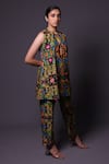 Buy_Thetaa_Multi Color Chanderi Silk, Shantoon Embroidery Floral Print Kurta And Pant Set _Online_at_Aza_Fashions