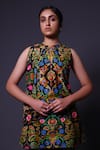 Thetaa_Multi Color Chanderi Silk, Shantoon Embroidery Floral Print Kurta And Pant Set _at_Aza_Fashions