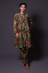 Buy_Thetaa_Multi Color Chanderi Silk, Shantoon Embroidery Round Printed Kurta And Pant Set _Online_at_Aza_Fashions