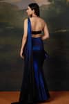 Shop_Thetaa_Blue Polyester, Satin Stones Sweetheart Embellished Pre-draped Saree With Blouse _at_Aza_Fashions