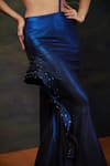 Shop_Thetaa_Blue Polyester, Satin Stones Sweetheart Embellished Pre-draped Saree With Blouse _Online_at_Aza_Fashions