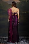 Shop_Thetaa_Purple Polyester, Net, Shantoon Zari, Metallic Pre-draped Saree With Blouse _at_Aza_Fashions
