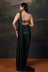 Shop_Thetaa_Emerald Green Polyester, Shantoon Zari, Embroidery Pre-draped Saree With Blouse _at_Aza_Fashions