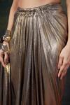 Buy_Thetaa_Multi Color Silk, Polyester, Shantoon Backless Blouse Draped Dhoti Skirt Set 